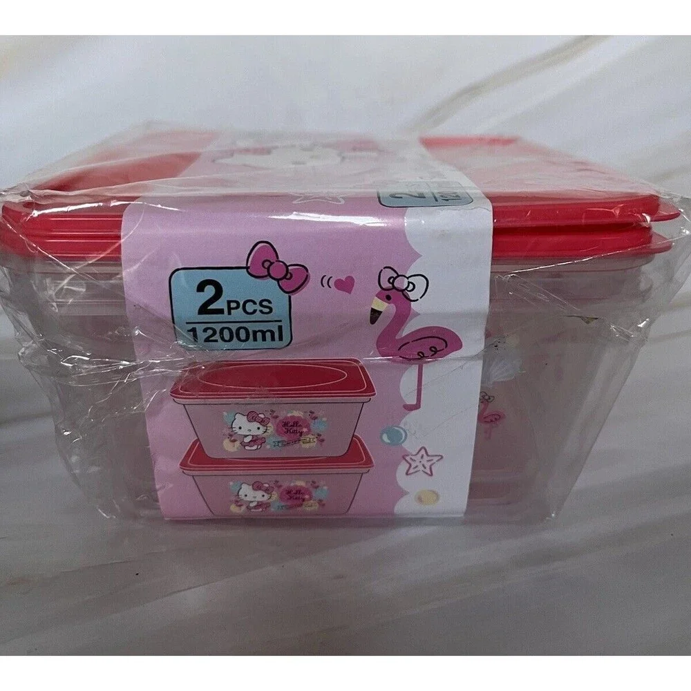 2 Pcs Hello Kitty Food Container 1200ml BPA Free